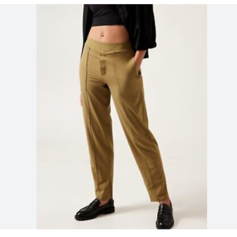 ATHLETA Brooklyn Heights Vienna Slim Pant Tapered Leg Sz 0 Tapestry Gold
